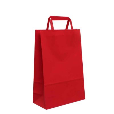 Shopper buste in carta rosso tinta unita con manici 22x10 h32 cm