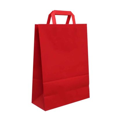 Shopper buste in carta rosso tinta unita con manici 27x12 h36 cm