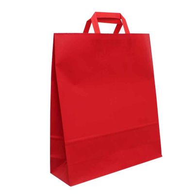 Shopper buste in carta rosso tinta unita con manici 36x12 h41 cm