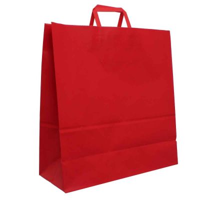 Shopper buste in carta rosso tinta unita con manici 46x18 h48 cm