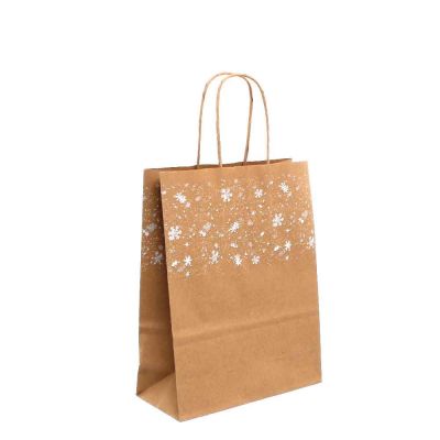 Shopper buste in carta natalizie Winter avana con manici 18x8 h23,5 cm