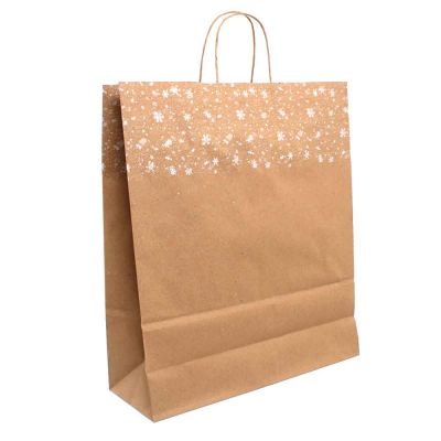 Shopper buste in carta natalizie Winter avana con manici 36x12 h41 cm