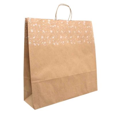 Shopper buste in carta natalizie Winter avana con manici 46x14 h45 cm