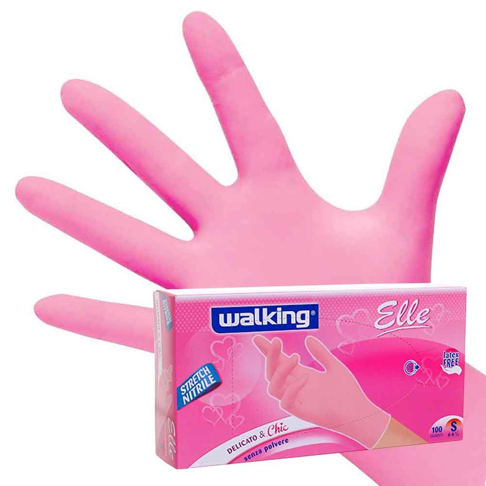 Guanto monouso in nitrile rosa senza polvere Walking Elle - PapoLab