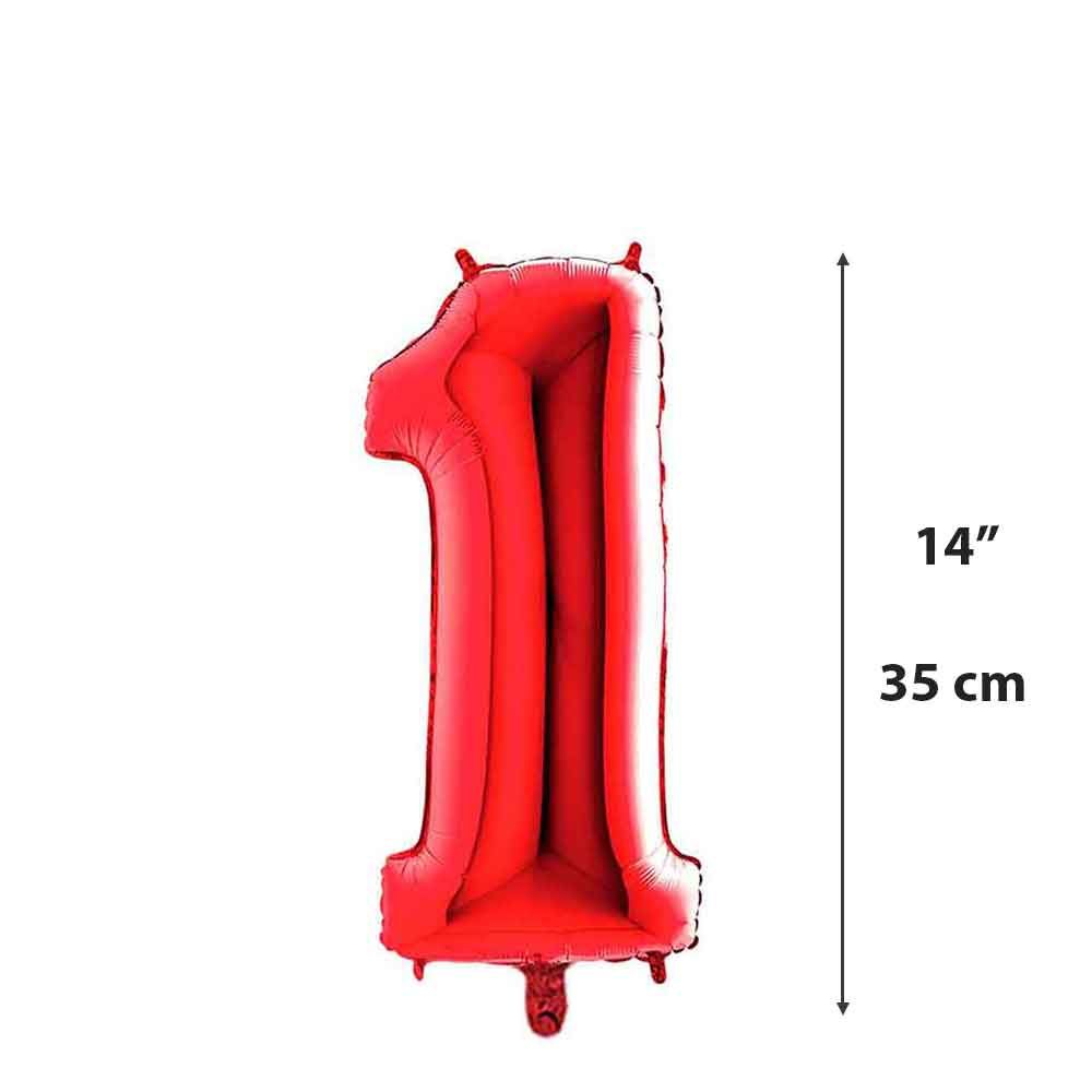 Palloncino Mylar numero 1 rosso da 14″ 35 cm in offerta - PapoLab