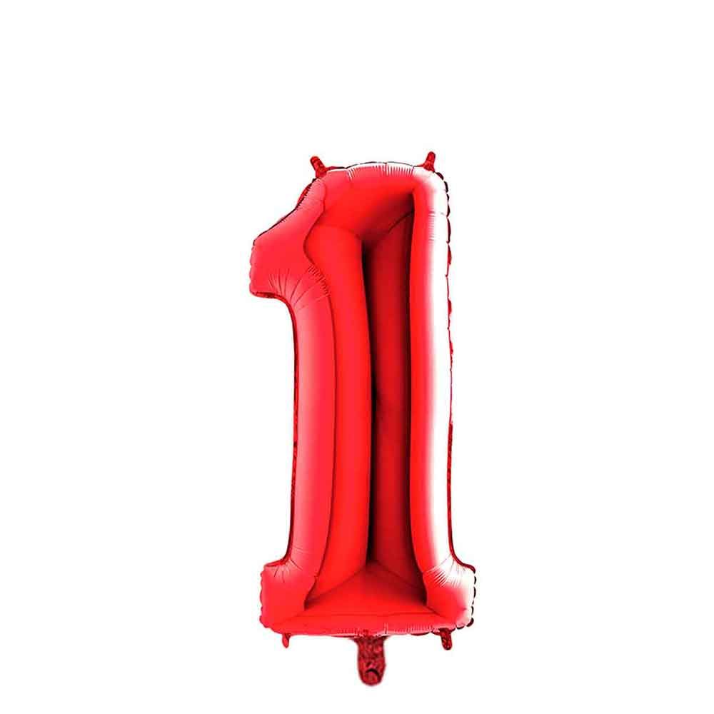 Palloncino Mylar numero 1 rosso da 14″ 35 cm in offerta - PapoLab