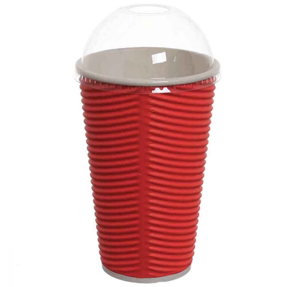 Bicchieri di carta rossi 550ml con coperchio bombato cupola - PapoLab