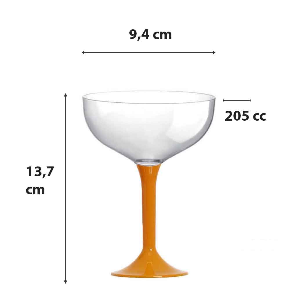 Coppe champagne in plastica lavabili gambi alti mango 205cc - PapoLab