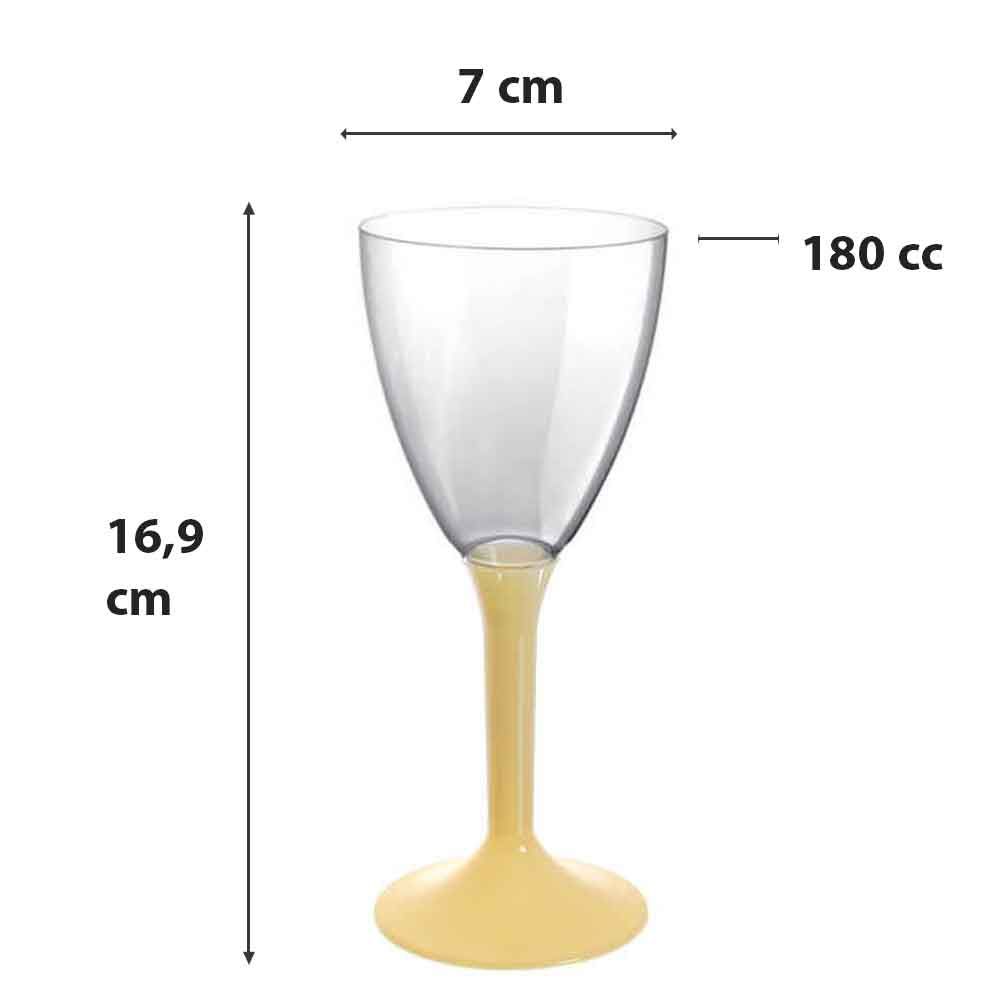 Calici in plastica da acqua vino lavabili gambi crema 180cc - PapoLab