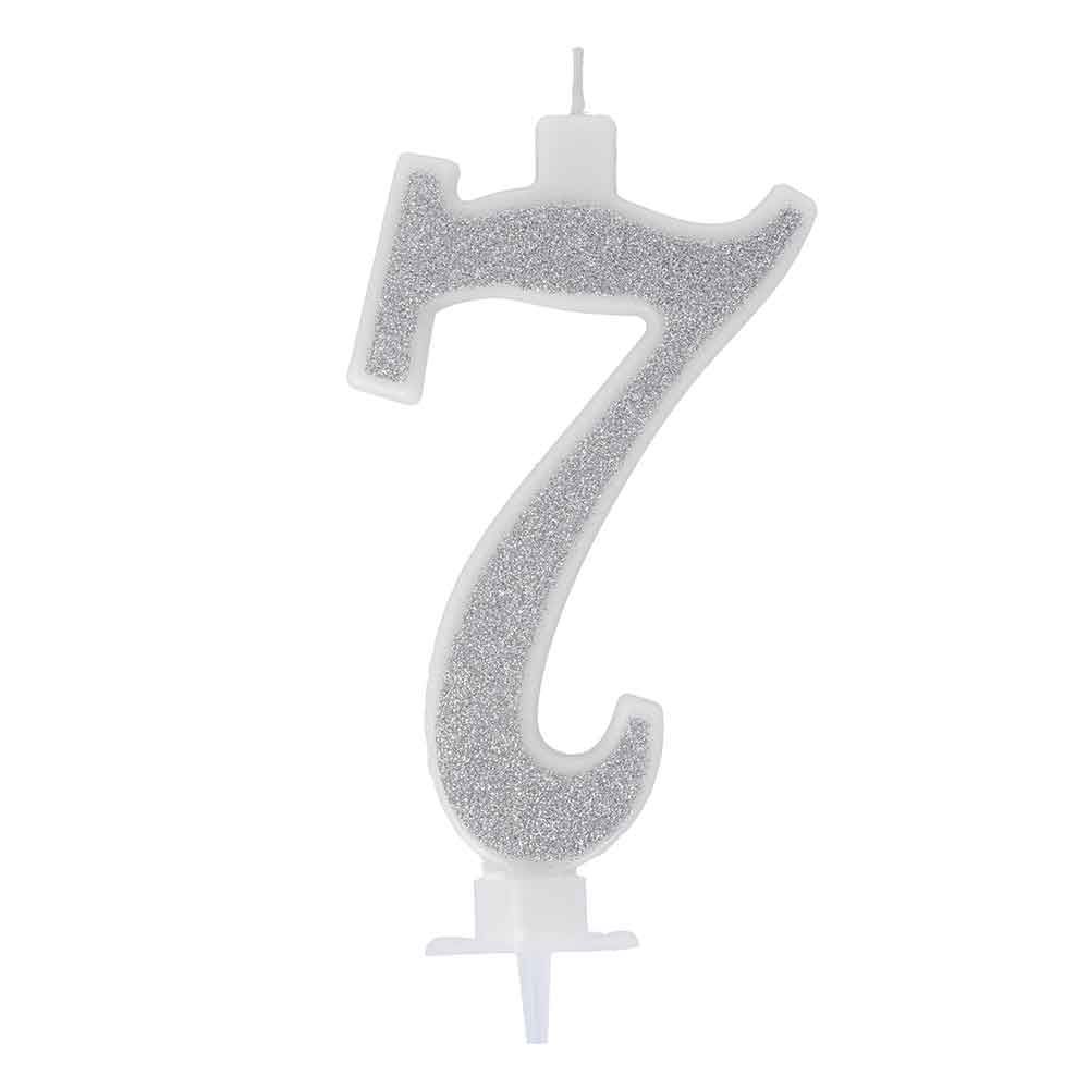 Candeline compleanno numeri 7 sette argento in offerta - PapoLab