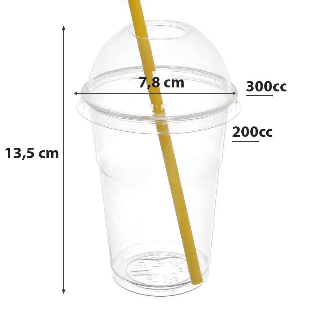 Bicchieri con Cannuccia e Coperchio-Set 10 Bicchiere con Cannuccia