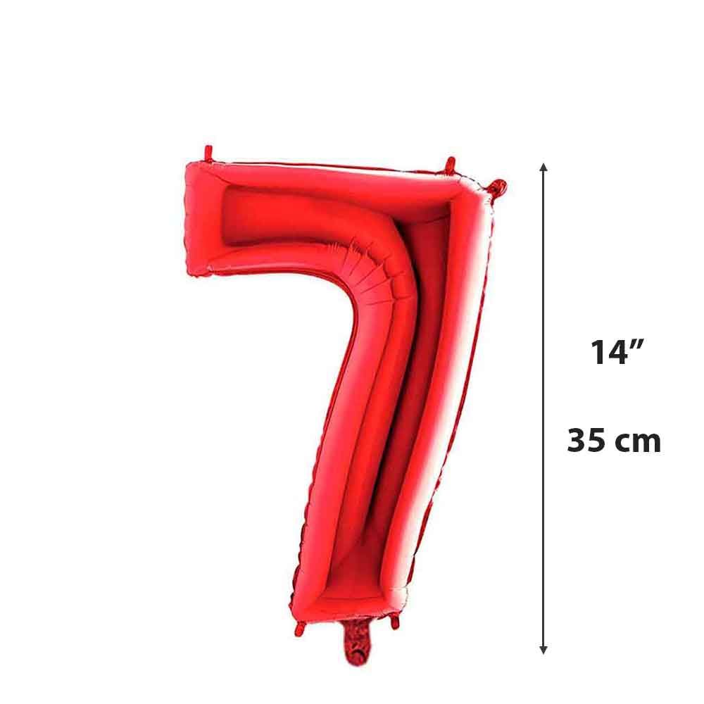 Palloncino 14 mylar Numero 7 Rosso Red