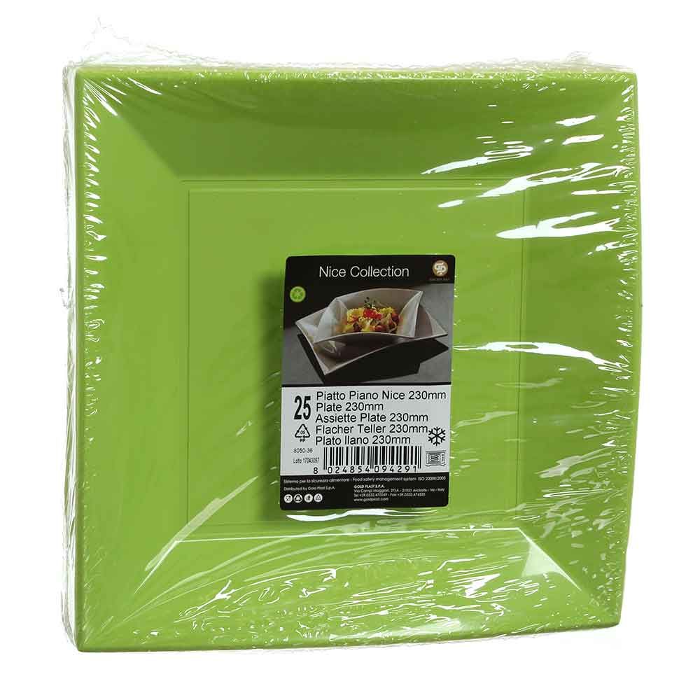 Piatti plastica riutilizzabili microonde verde acido 23x23cm - PapoLab