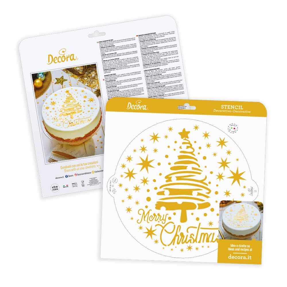 Stencil decorazioni torte albero stelle Natale Ø25cm Decora - PapoLab