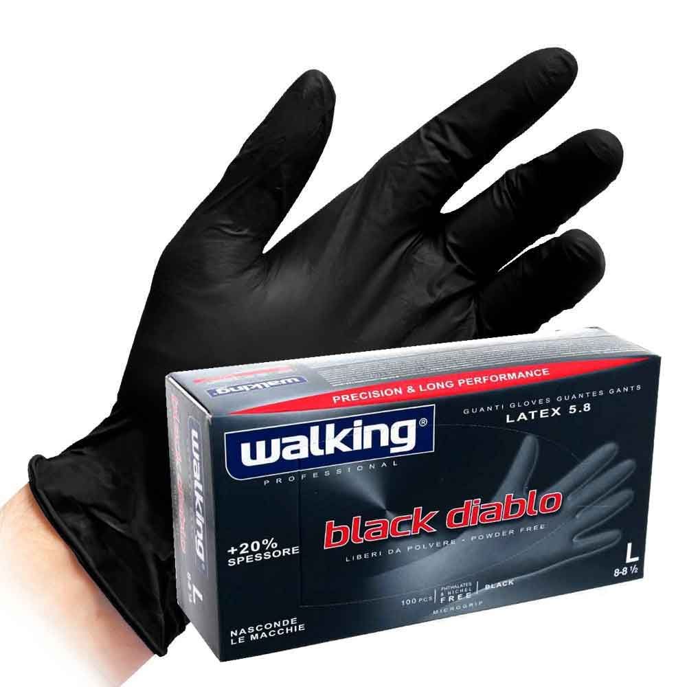 Guanto lattice monouso nero Walking Black Diablo powder free - PapoLab