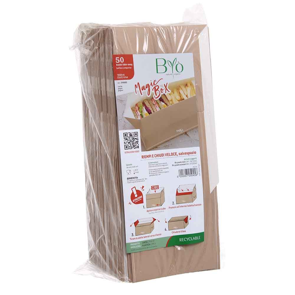 50 Contenitori scatole da asporto take away di carta 1850 ml - PapoLab