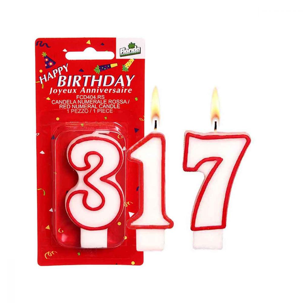 Candeline numero color rosso per dolci e torte di compleanno - PapoLab