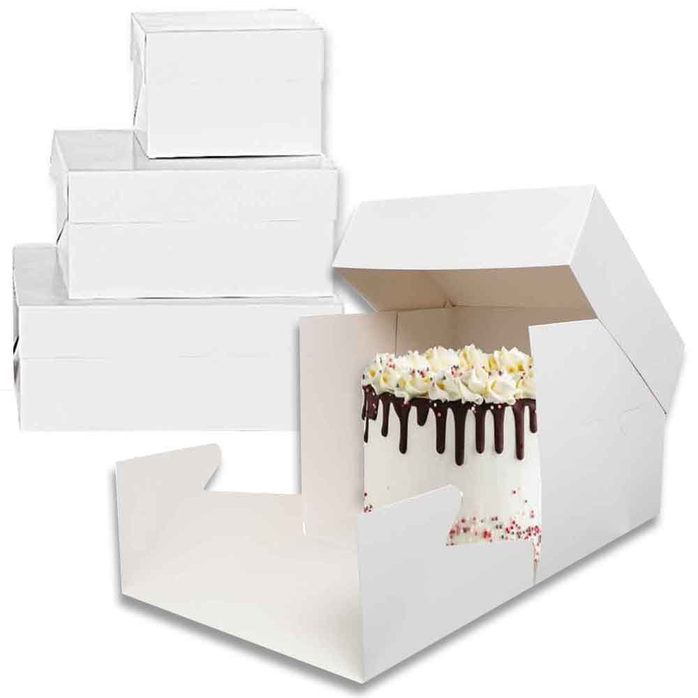 Box quadro per dolci torte alte di cartone bianco in offerta - PapoLab