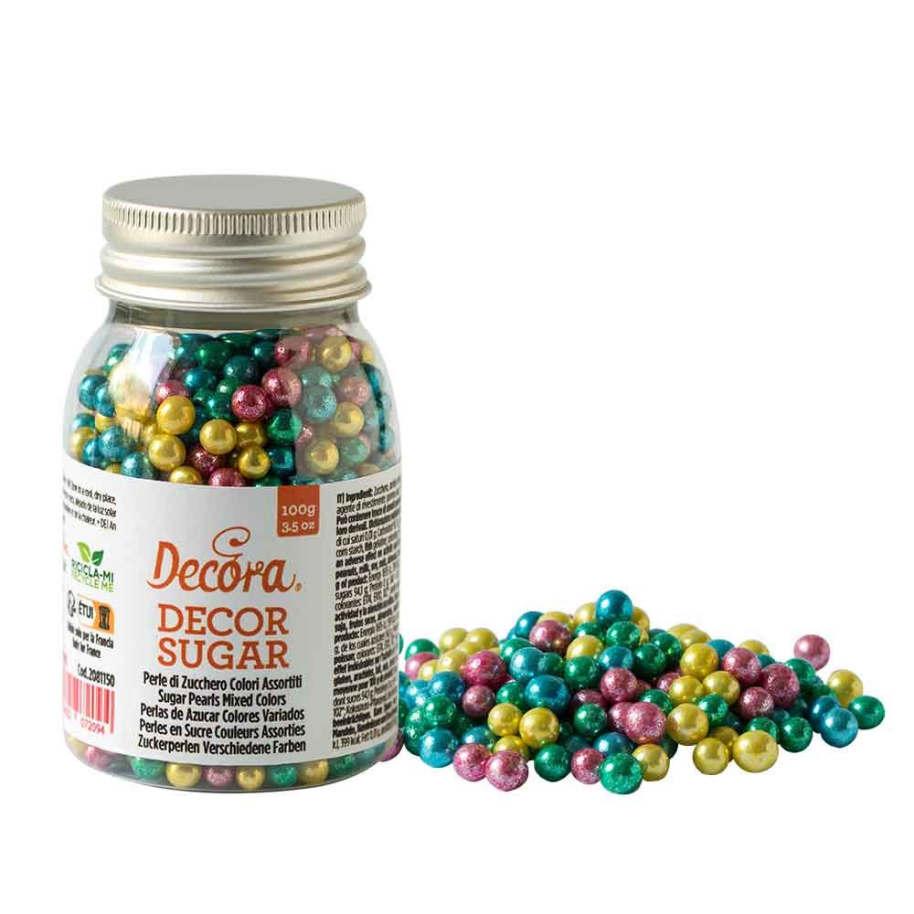 Perle di zucchero metallizzate colori assortiti per torte - PapoLab