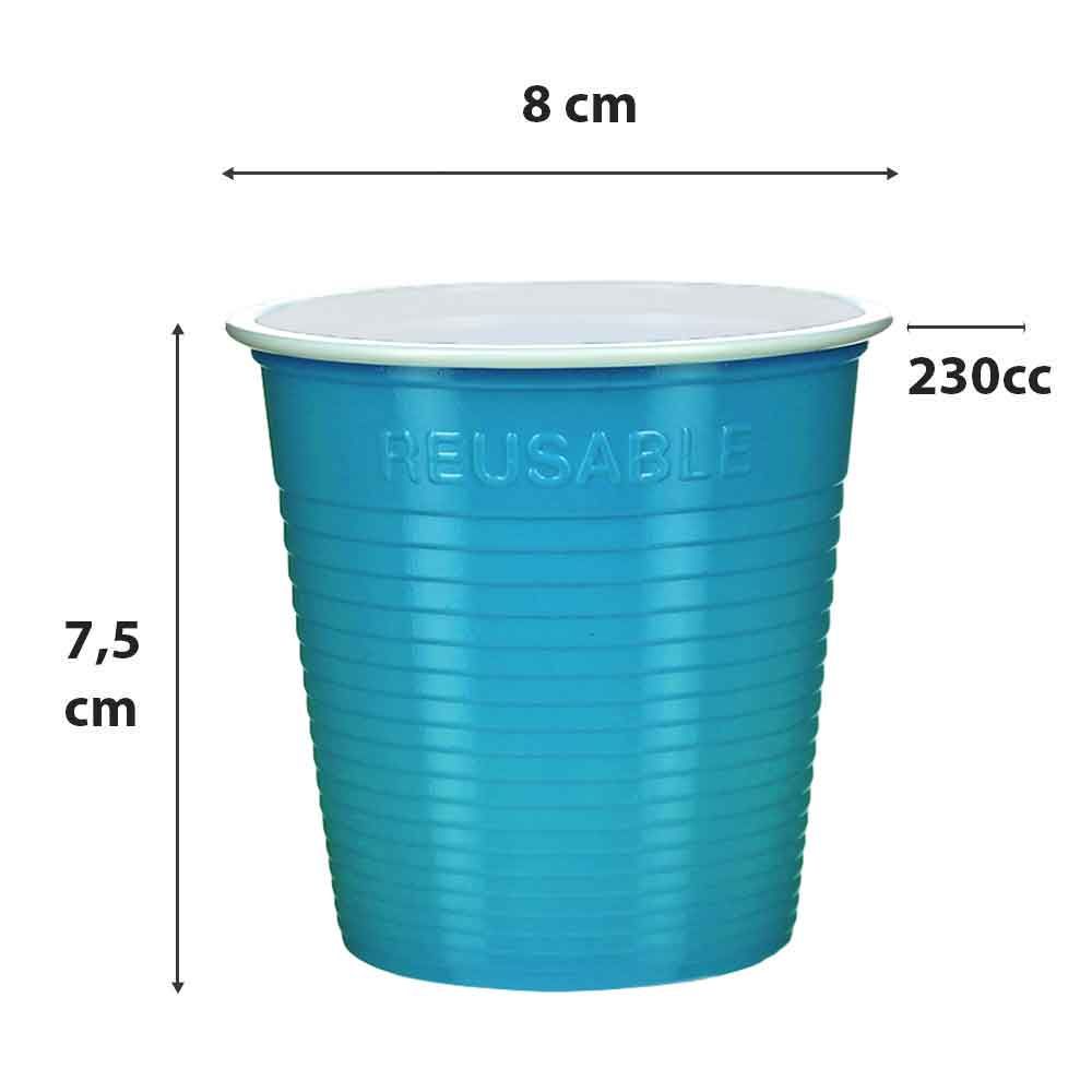 Bicchieri di plastica turchese riutilizzabili lavabili 230ml - PapoLab
