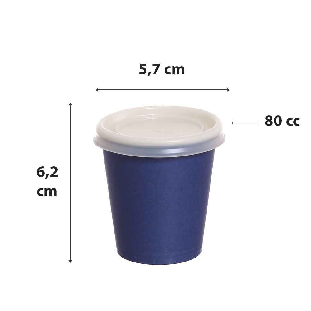 Bicchierini da caffè con coperchio in carta blu 80ml - PapoLab