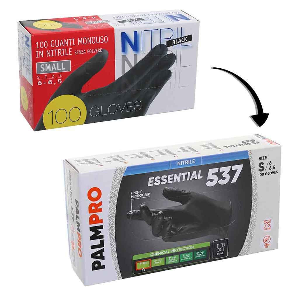 Guanto in nitrile nero Palmpro Essential 537 taglia S - PapoLab