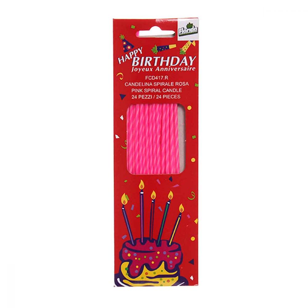 Candeline di compleanno lunghe e sottili Spirale rosa - PapoLab