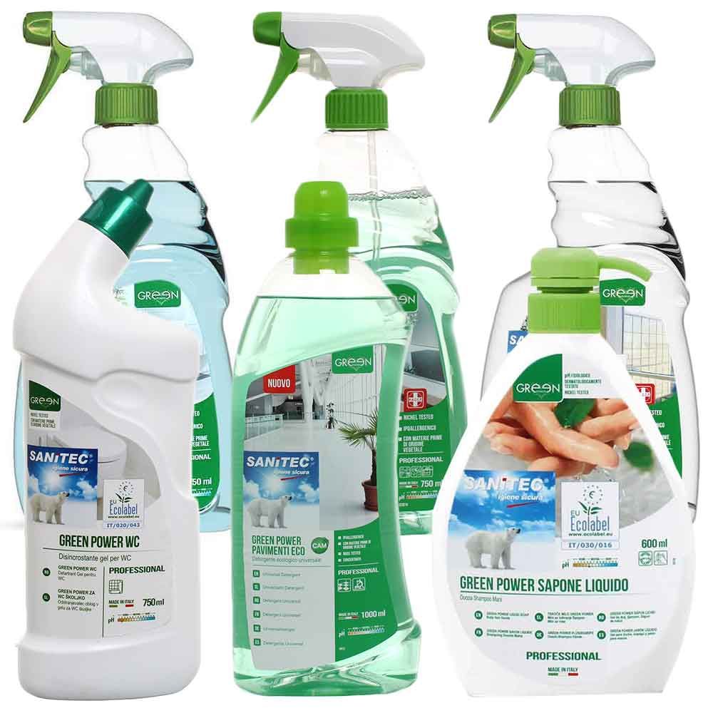 Kit detergenza Ecolabel professionale 6 prodotti Sanitec - PapoLab