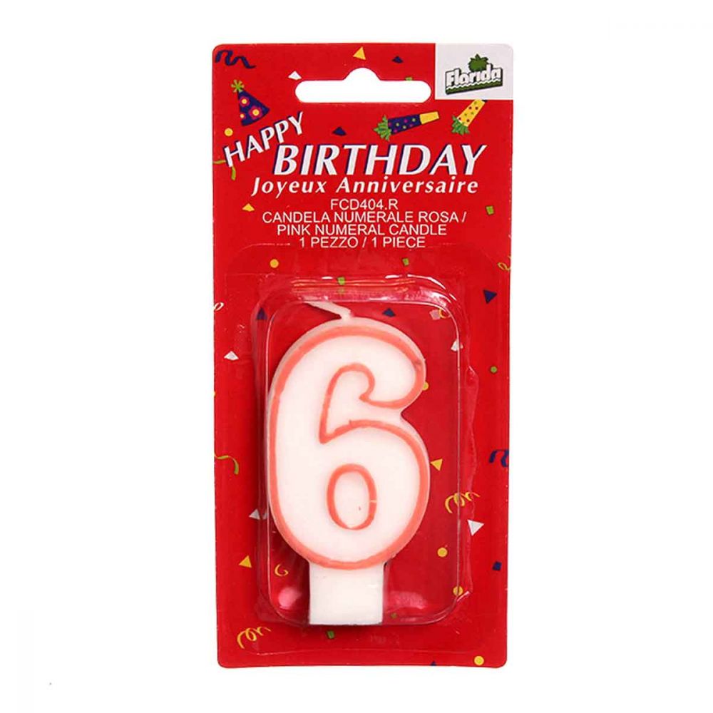 Candeline torta di compleanno numero 6 rosa in offerta - PapoLab