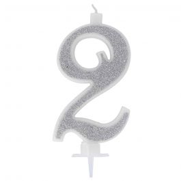 Candeline compleanno numeri 2 due argento in offerta - PapoLab