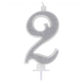 Candelina 2 argento glitter