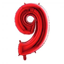 Palloncino Mylar numero 9 rosso da 40″ 101cm in offerta - PapoLab