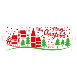 Stencil decorazioni torte Paesaggio di Natale 10x28cm Decora - PapoLab