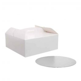 Scatola torta quadrata con manico 28,5x28,5cm e sottotorta - PapoLab