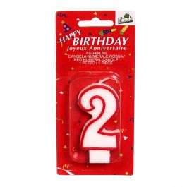 Candeline torta di compleanno numero 2 rosso in offerta - PapoLab